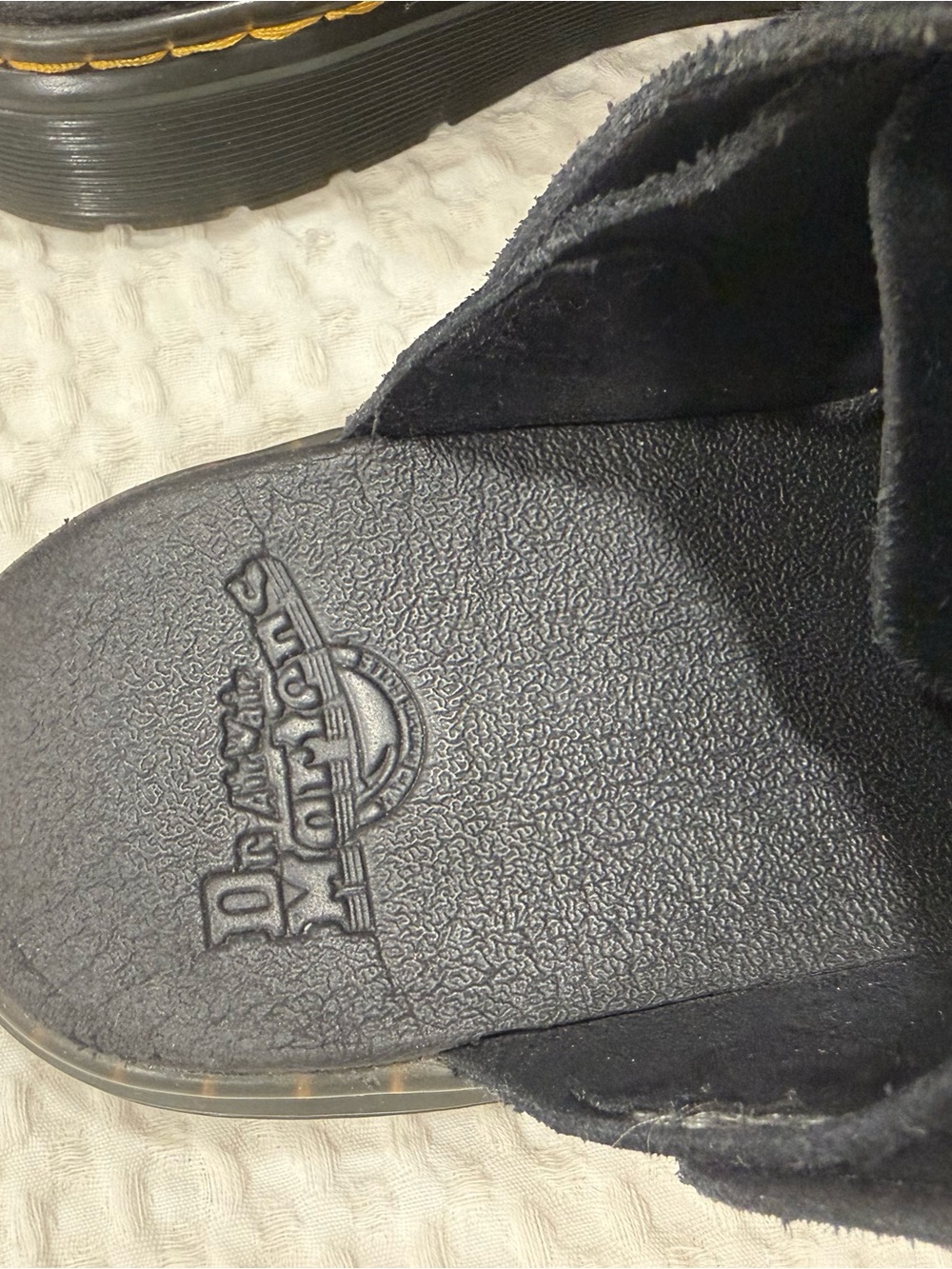 Dr. Martens Black Suede Slip-On Clog Mules - Picture 3 of 5